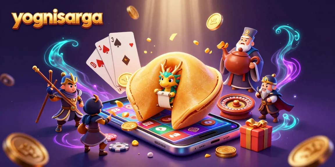Experience yognisarga's dynamic fortune cookie scene amidst thrilling casino elements.