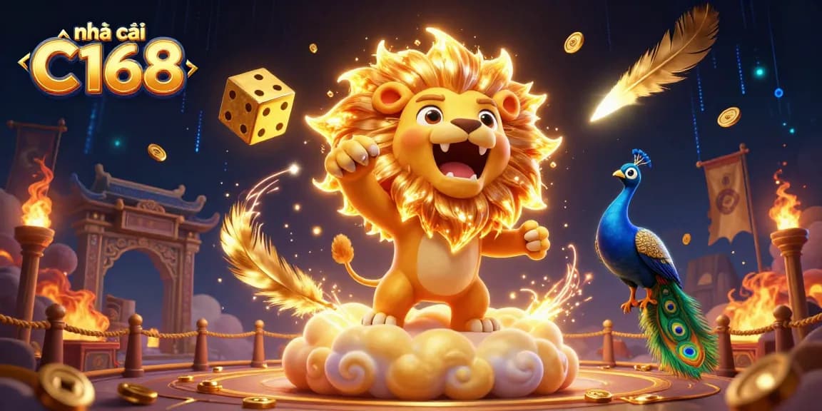 Experience the excitement at nhà cái C168 with a vibrant 3D casino-themed illustration showcasing thrilling game elements.