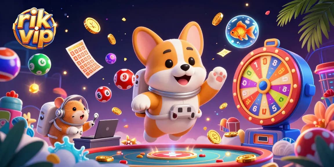 Get ready to win big with rik vip in this vibrant online casino scene featuring a floating astronaut corgi!