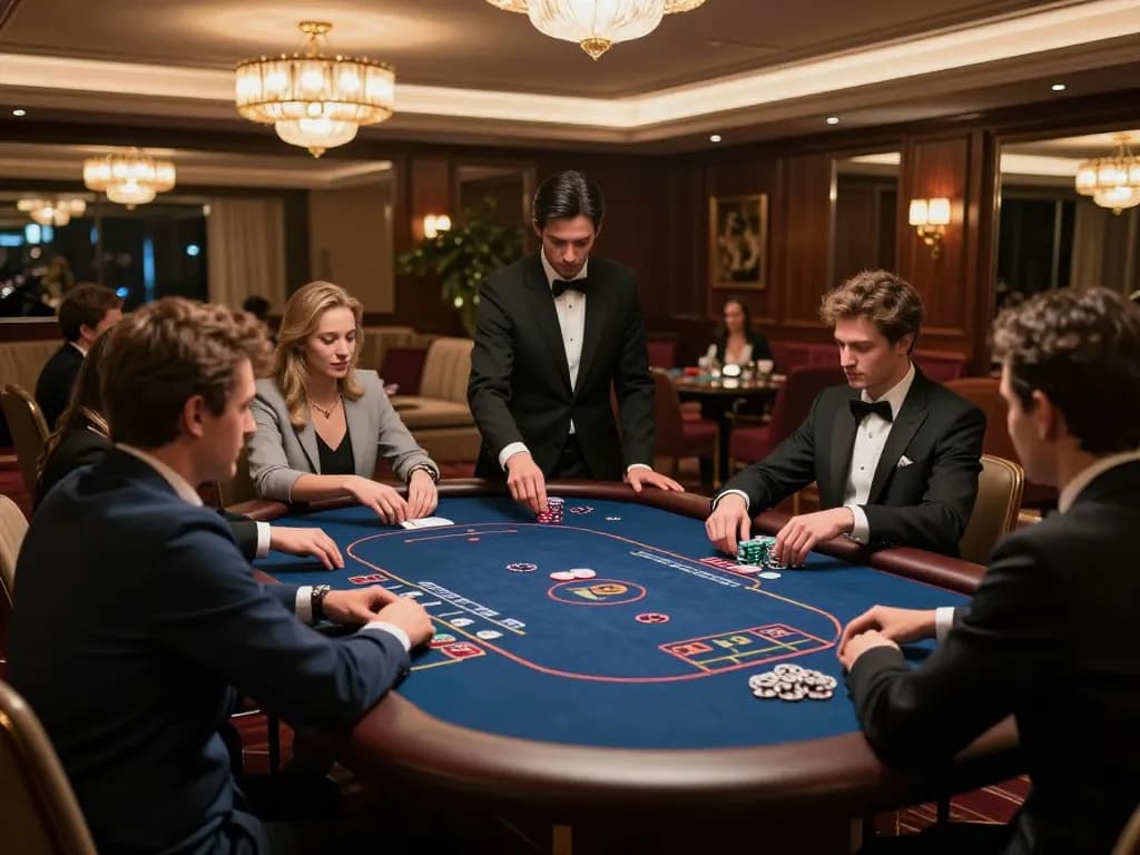 Players engage in a poker game at Surebetsg's exclusive VIP gaming area.