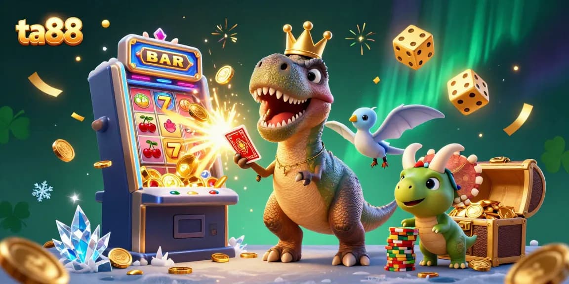 Experience the thrill of ta88 with an engaging casino adventure featuring cartoon dinosaurs and vibrant gaming elements.