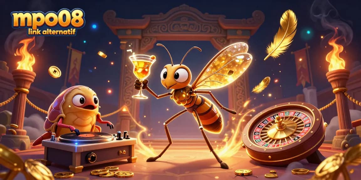 Experience the thrill of mpo08 link alternatif in this vibrant 3D illustration of a casino scene.
