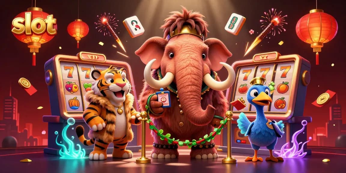 Experience thrilling slot action with characters in a vibrant 3D casino scene.