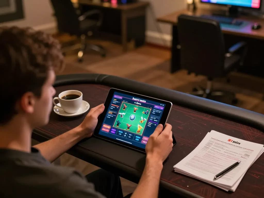 Engaging gameplay on the tai iwin app displayed on a tablet, with strategic notes nearby.