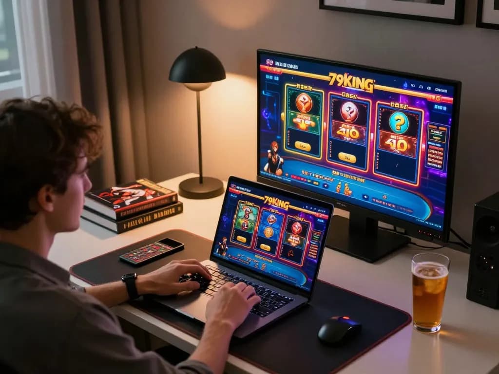 Engaging gameplay on 79king online casino with a stylish home gaming setup