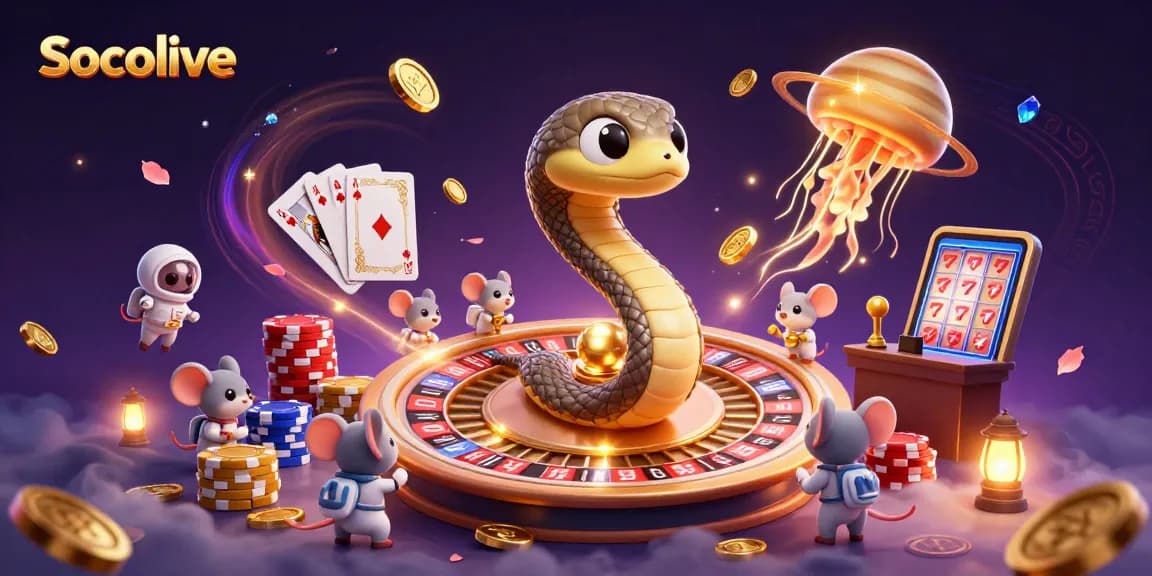 Socolive offers exciting live betting, showcased through a cosmic roulette scene.