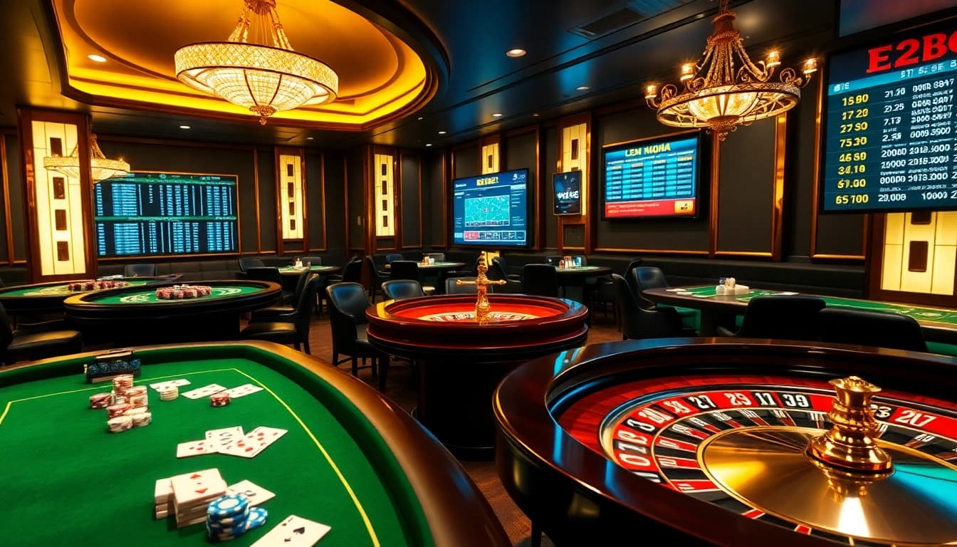 Experience the thrill of Trang gà E2BET with vibrant casino tables and live betting.