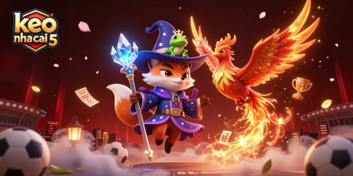 Experience the thrill of keo nha cai 5 with dynamic sports betting elements in an enchanting fantasy scene.