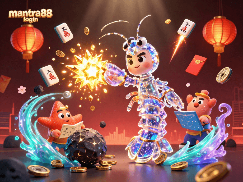 Experience the excitement of mantra88 login with thrilling casino visuals filled with golden gems and animated elements.