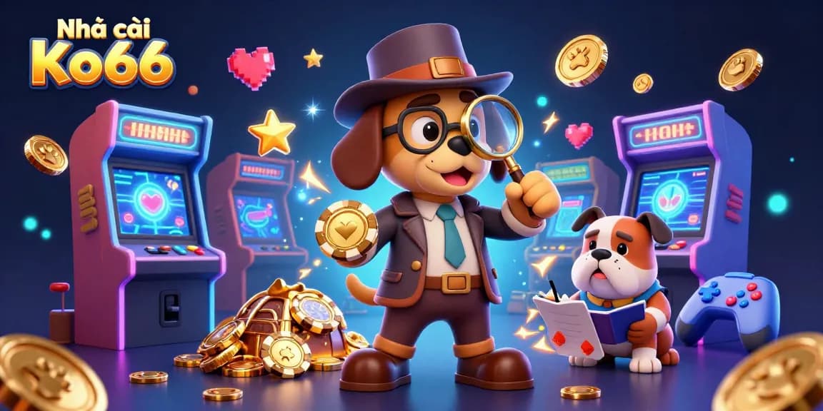Engage with the dynamic atmosphere of Nhà cái Ko66 through a colorful scene with animated casino elements.