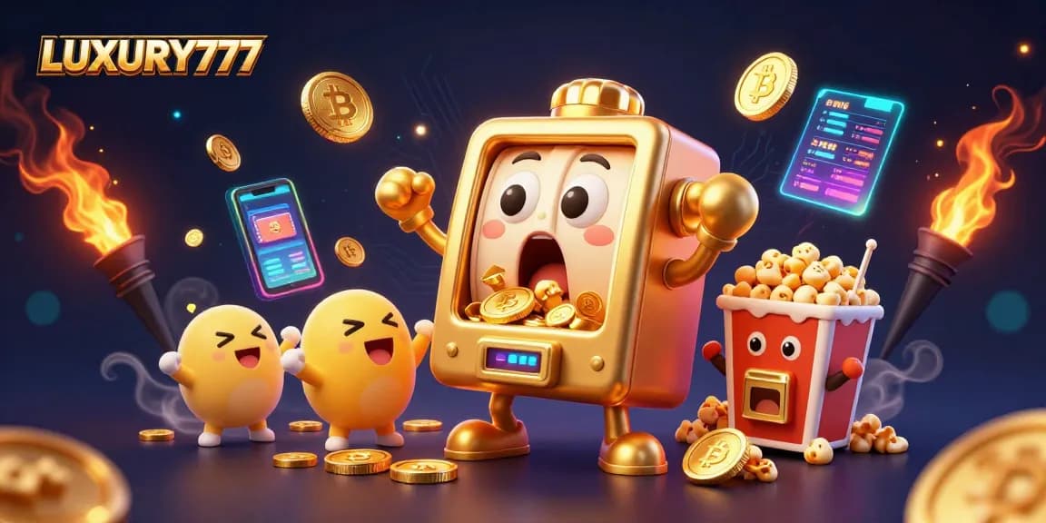 LUXURY777 memicu jackpot dengan mesin slot emas bergerak dan koin berkilau mengalir keluar
