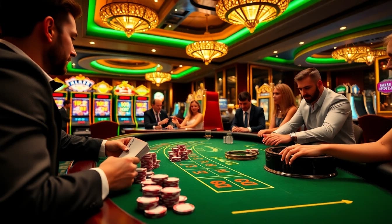 Experience the excitement of 789club at a luxury casino table with vibrant poker chips and cards.