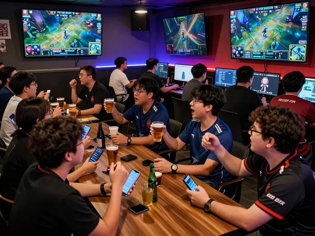 Fans engaging in esports betting Singapore with vibrant atmosphere during a major Dota 2 tournament.
