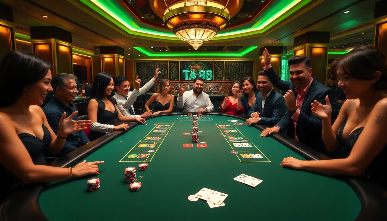 Players enjoying a game at the Ta 88 casino table, highlighting excitement and strategy.