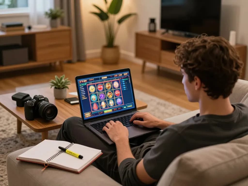 Engaged in online casino gameplay at home, exploring bl555 options for strategic betting