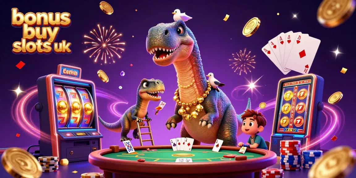 Experience thrilling action with bonus buy slots uk in an exciting casino illustration full of vibrant elements.