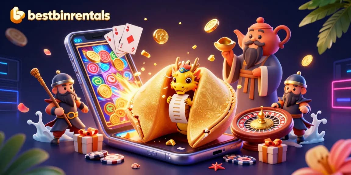Experience thrilling gameplay with bestbinrentals featuring a golden fortune cookie and vibrant casino elements.