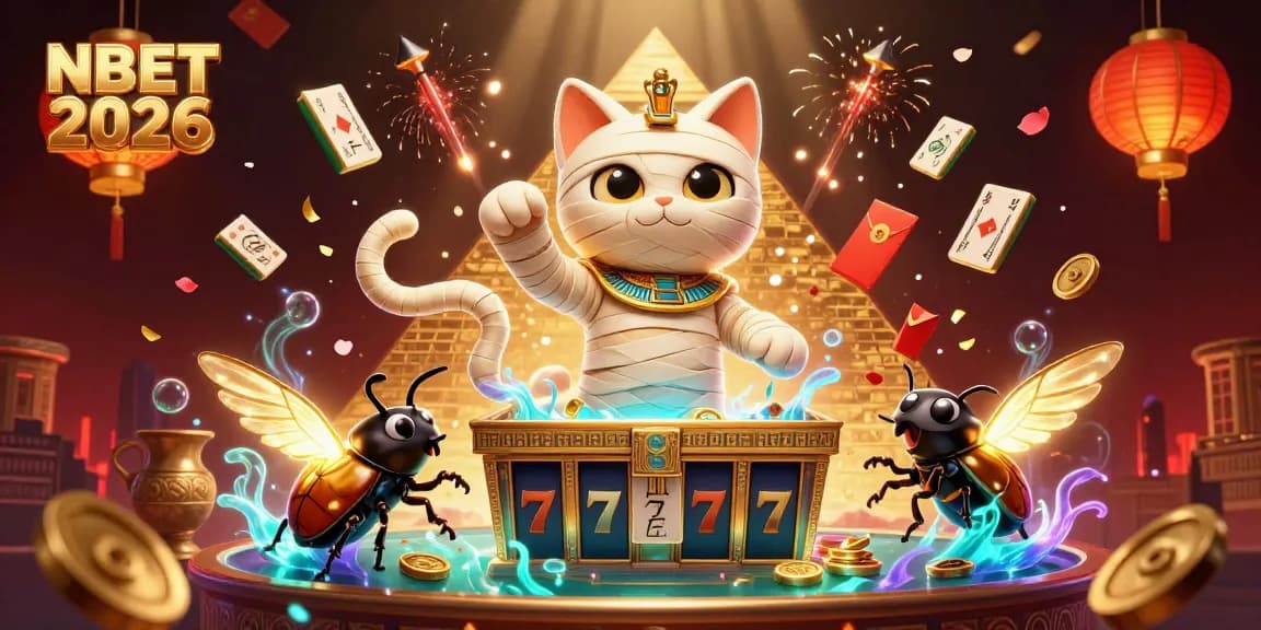 Experience the excitement of NBET 2026 in a vibrant casino scene filled with dynamic gaming elements.