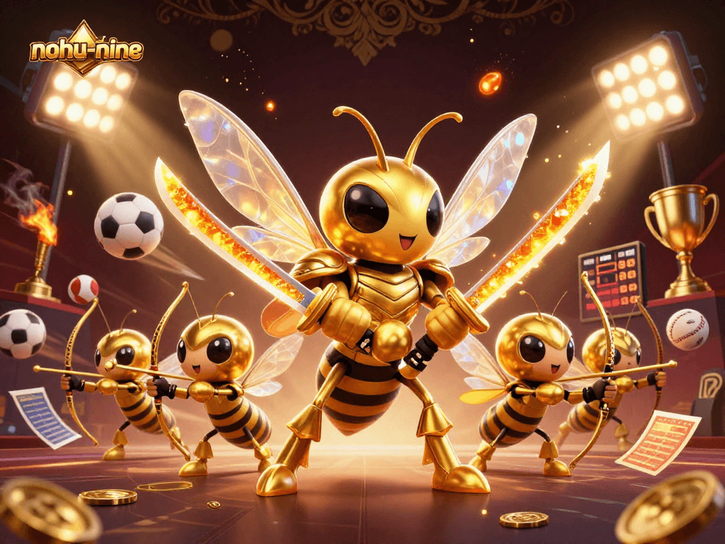 Engage with nohu-nine's thrilling gameplay featuring a golden hornet in battle.