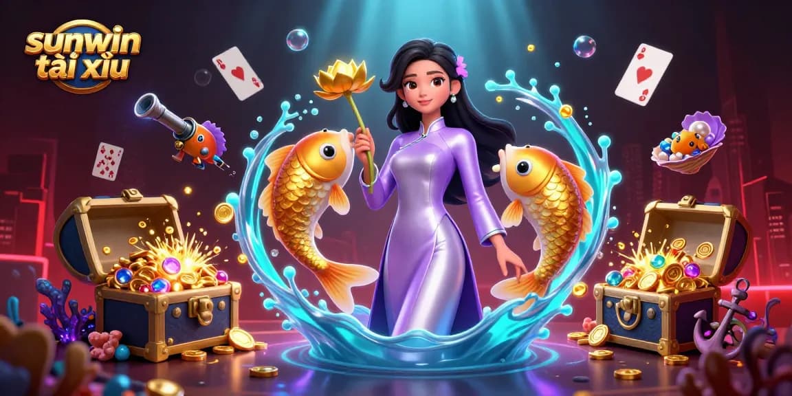Experience the thrill of sunwin tài xỉu with vibrant 3D illustration showcasing dynamic casino elements.