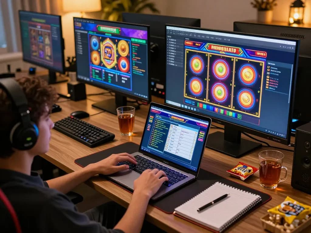 Engaging in online gaming strategies with nohu90 on a laptop in a cozy home environment.