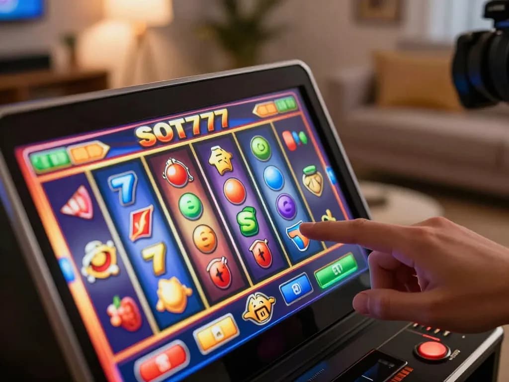 SLOT777 spin in action on a mobile device, showcasing colorful reels and dynamic gameplay.