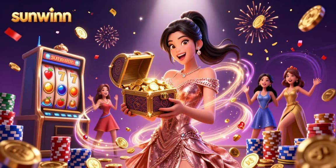 Experience the thrill of sunwinn with vibrant slot machines and golden treasures overflowing