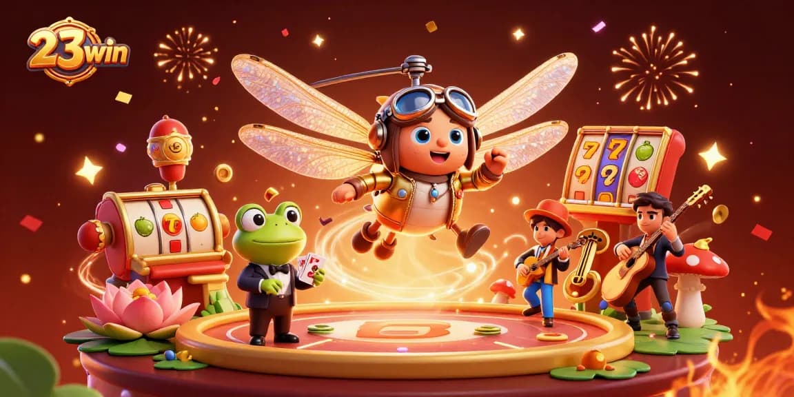 Engage with thrilling slots at 23win casino, featuring vibrant characters and exciting game elements.