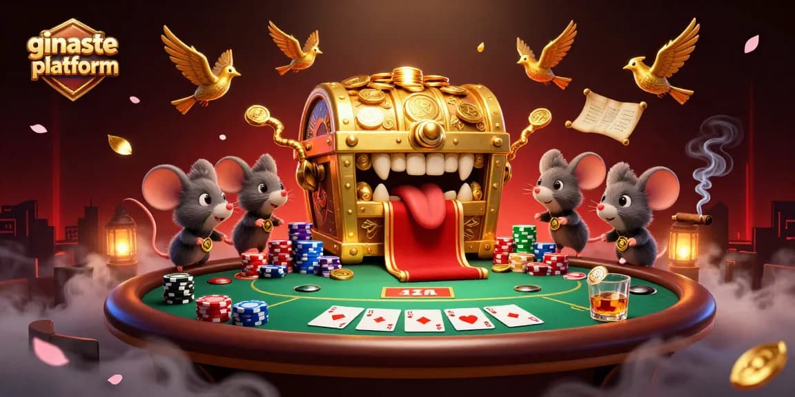 Bet on the ginaste platform as adventurous mice are tempted by treasures in a vibrant casino scene.