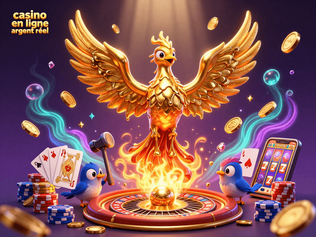 Jouez au casino en ligne argent réel et découvrez des jeux captivants avec des gains matérialisés par un phénix doré dynamique.