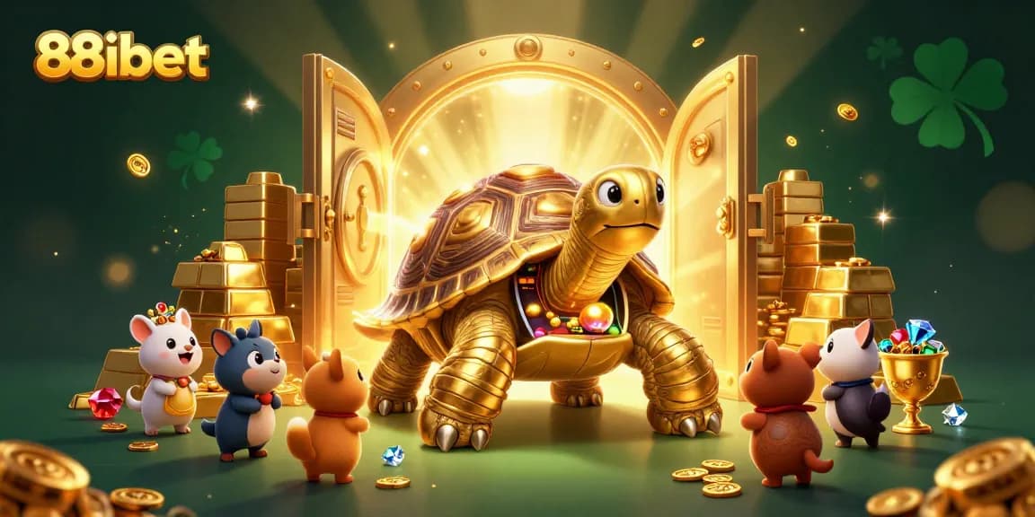 Play exciting games at 88ibet featuring a golden tortoise pinball machine and treasure vibes.
