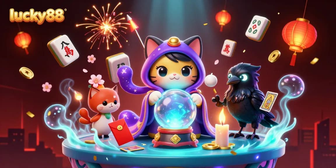 Spin the reels with lucky88 in this vibrant 3D digital artwork depicting fortune and mystery.