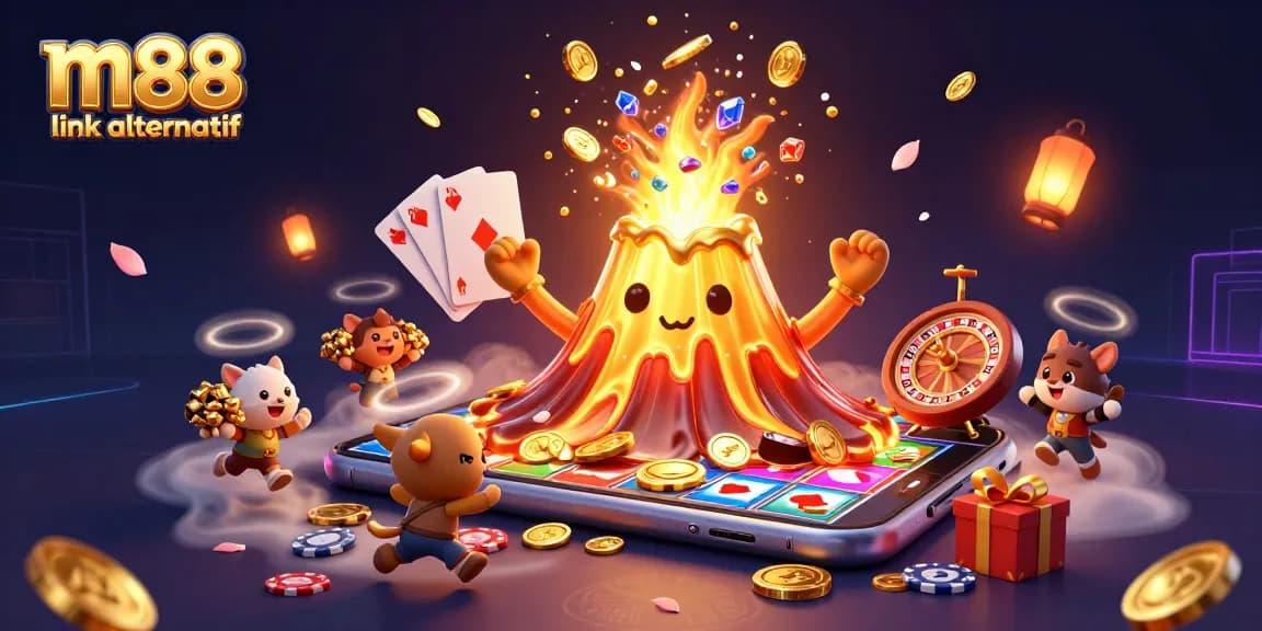 Bet on m88 link alternatif to unlock treasures from a vibrant volcano, amidst casino games and rich gaming adventures.