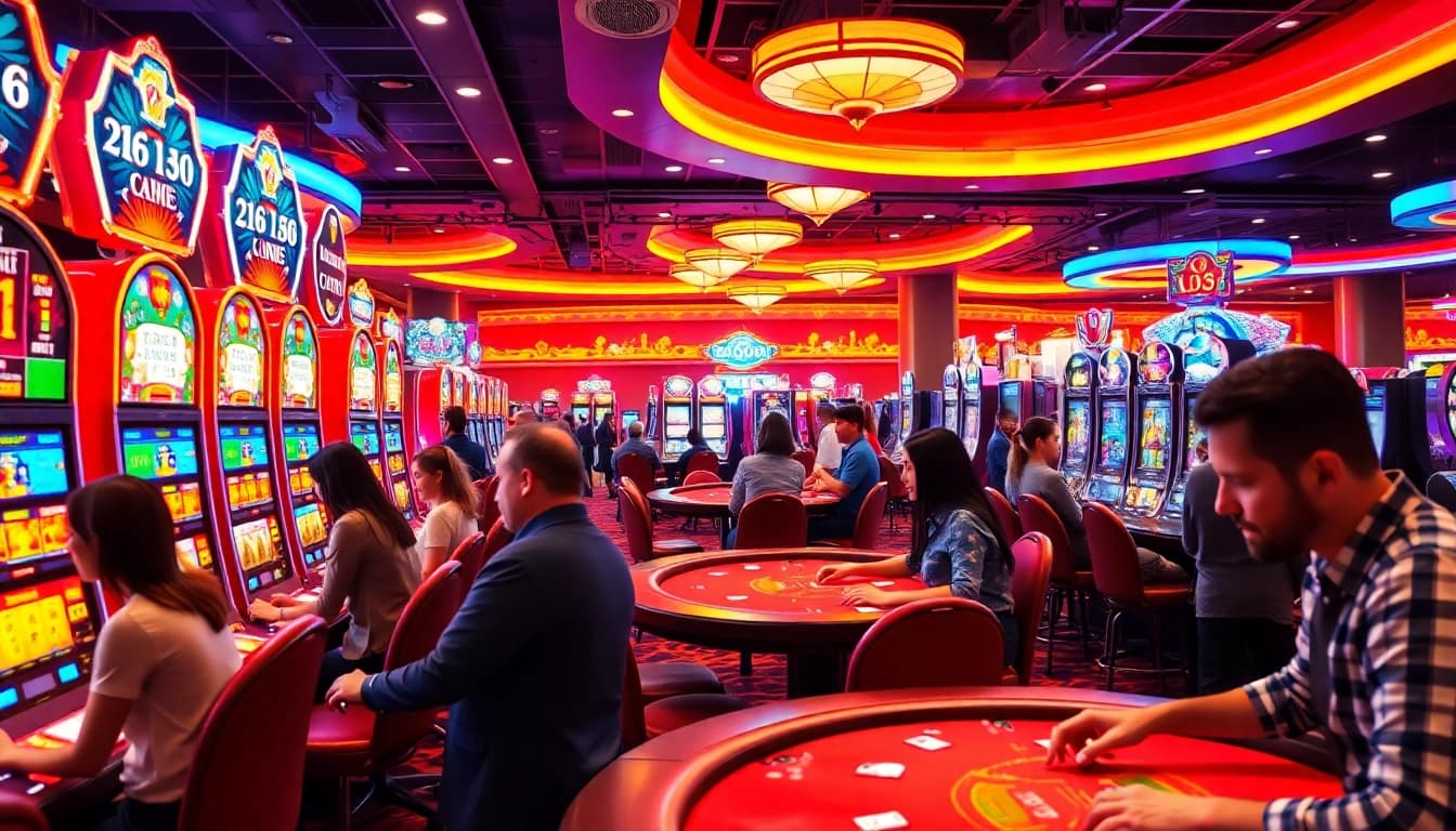 Masuk ke KEY4D LOGIN di lingkungan kasino yang menarik dengan permainan slot dan meja poker.
