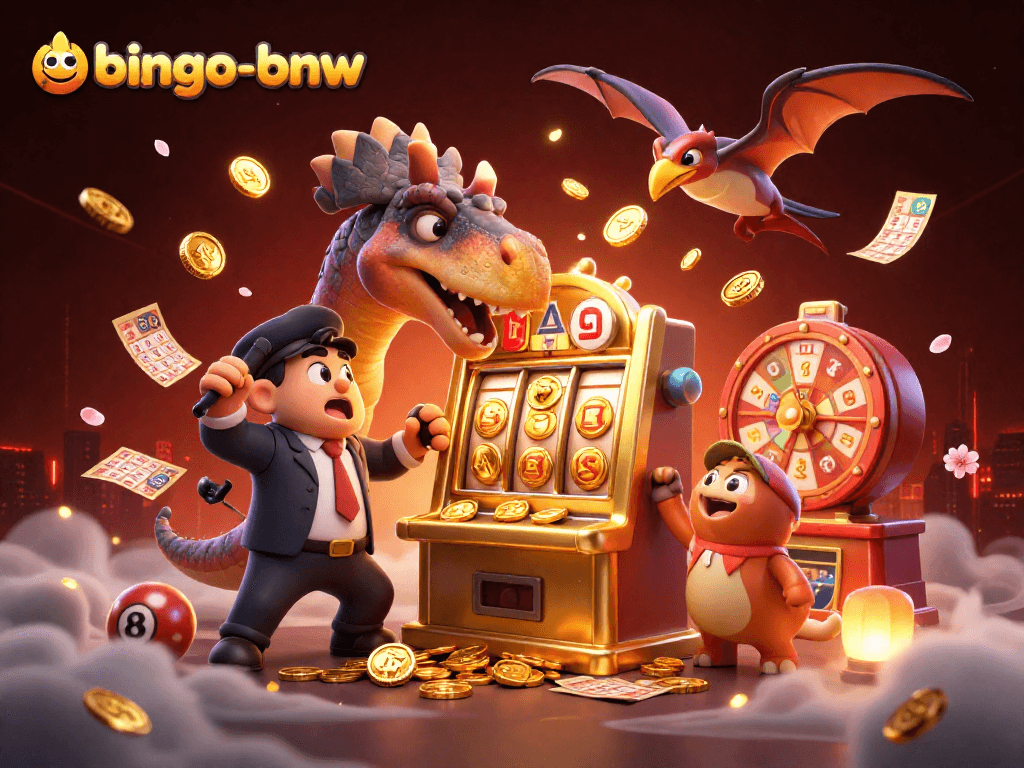 Experience the thrill of bingo-bnw with vibrant characters and jackpot excitement in this dynamic scene.