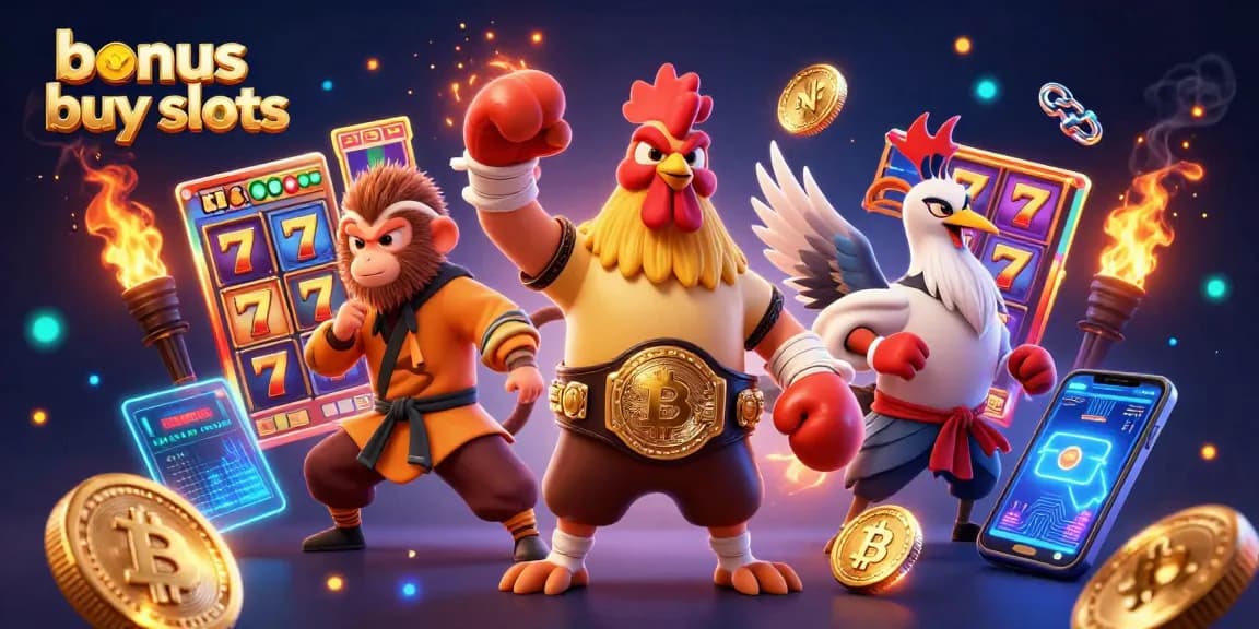 Engage with exciting bonus buy slots in a vibrant 3D casino illustration showcasing energetic gameplay.