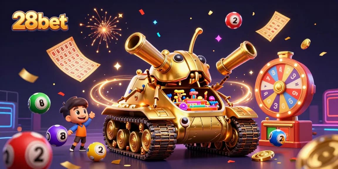 Experience the thrill of betting at 28bet with colorful lottery balls and vibrant prizes.