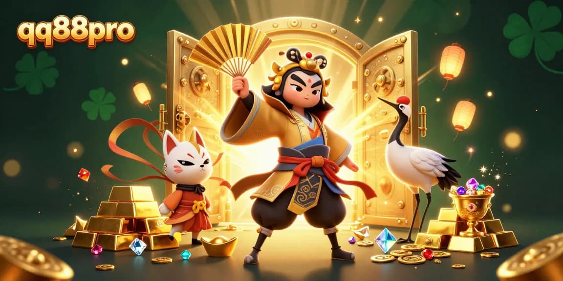 Engage with innovative gaming at qq88pro featuring kabuki warriors amidst golden treasures.
