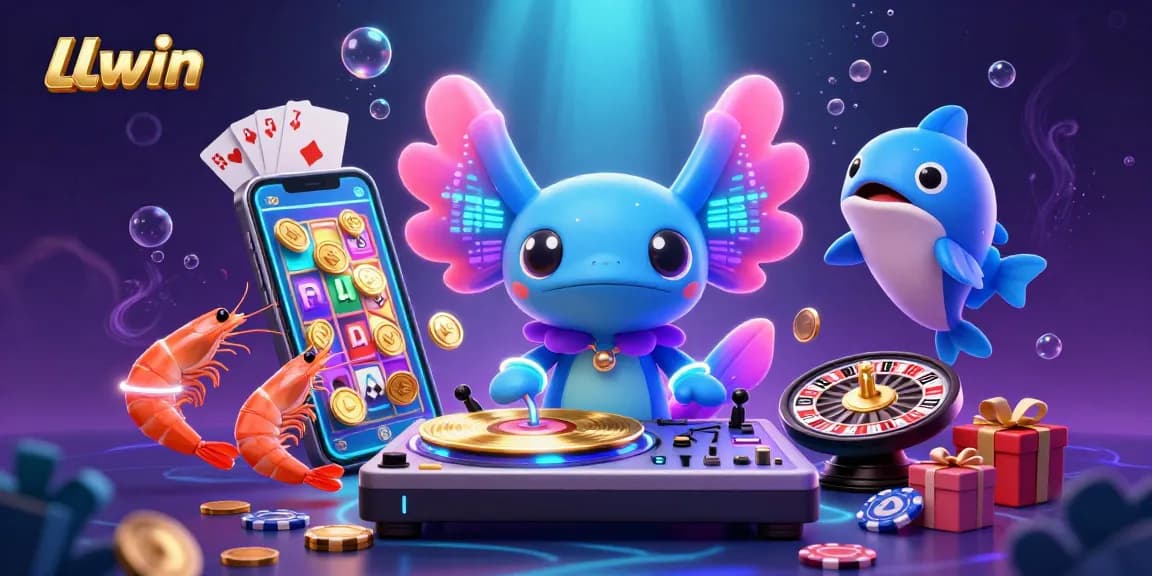 Players enjoy thrilling games with LLwin's vibrant underwater casino scene featuring colorful slot machines.