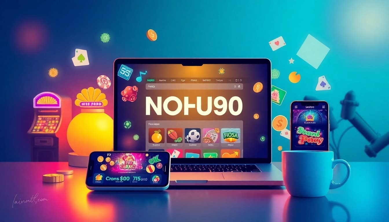 Experience NOHU gaming platform with vibrant visuals showcasing online slots and sports betting.