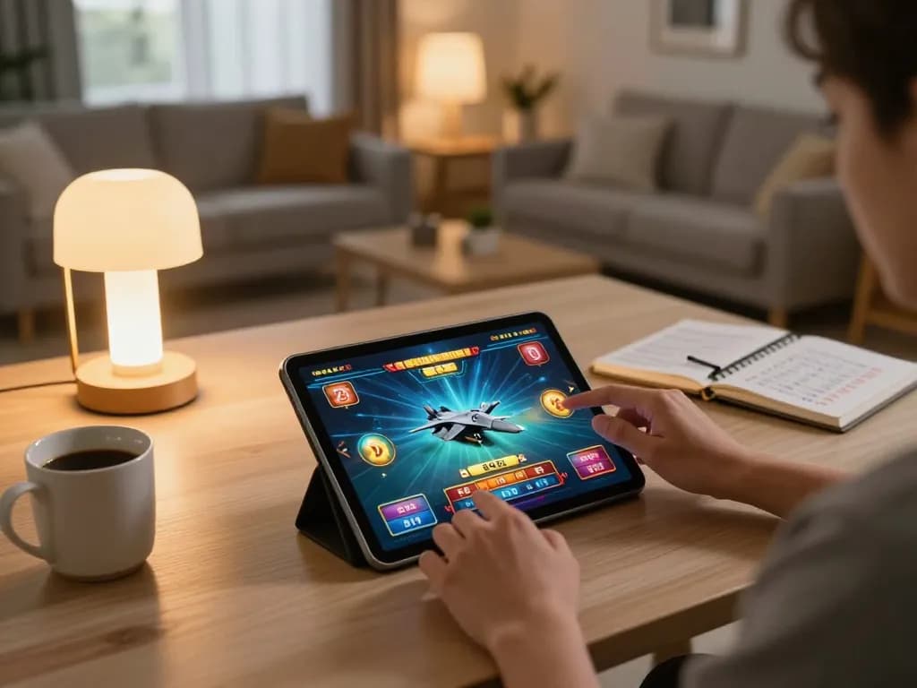 Engaging gameplay on F168 app showcasing winning strategies in a cozy home setting