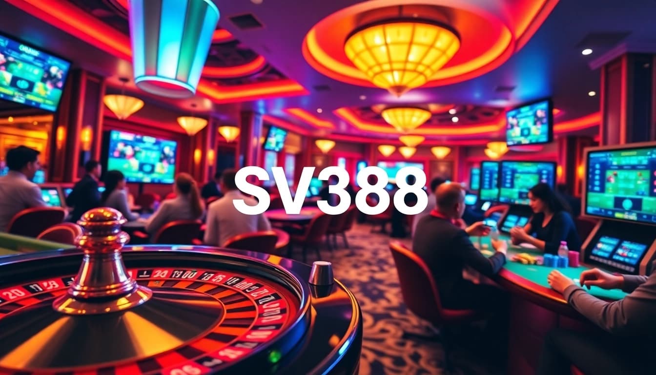Players engaging in thrilling games at SV368 online casino with vibrant scenes of victory.