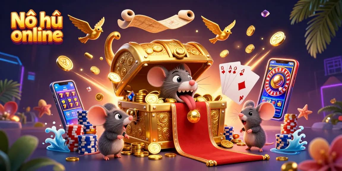 Play Nổ hũ online and experience thrilling adventures with vibrant slot reels and treasures.