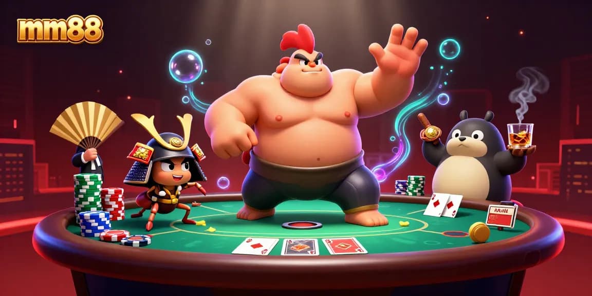 Experience thrilling gameplay at mm88 with a dynamic casino scene featuring vibrant poker elements.