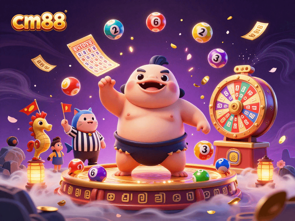 Experience the excitement of cm88 with a vibrant underwater casino scene featuring a fugu character.