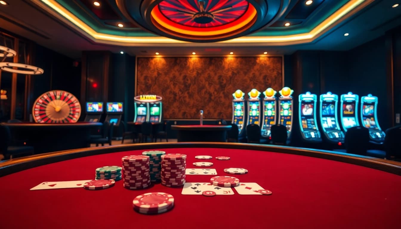 Haywin casino provides an exciting gambling experience at a vibrant poker table.