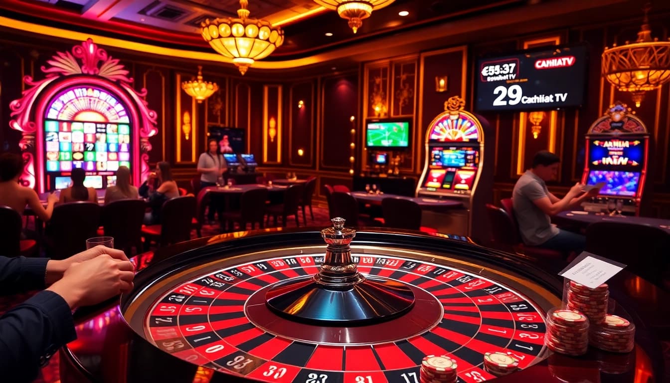 Cakhiatv showcases thrilling casino action at a roulette table filled with vibrant colors and excitement.