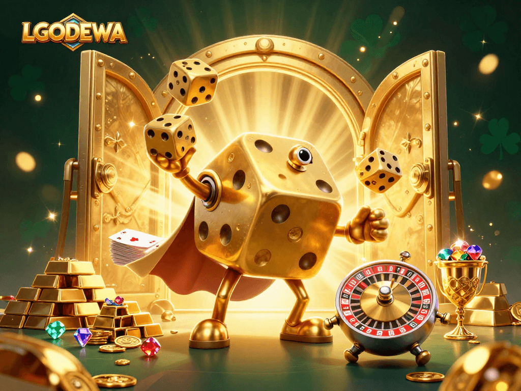 Experience dynamic gaming excitement with LGODEWA's vibrant casino scene featuring iconic symbols.