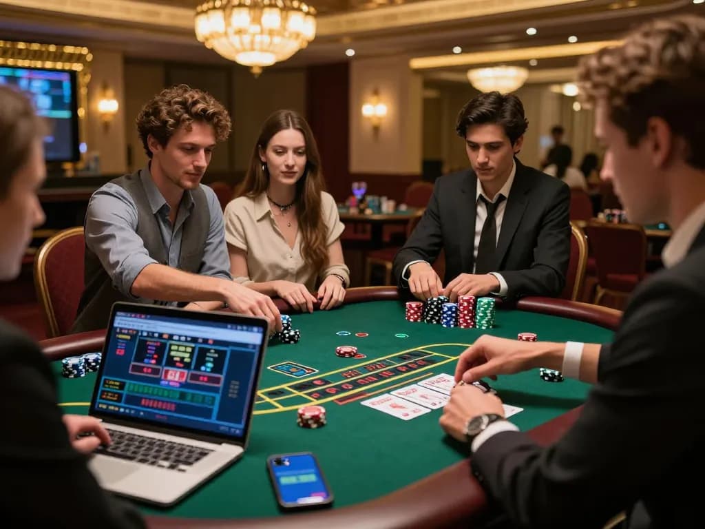 Player engaging in an intense online blackjack game on uk88 com with sophisticated setting and strategic gameplay.