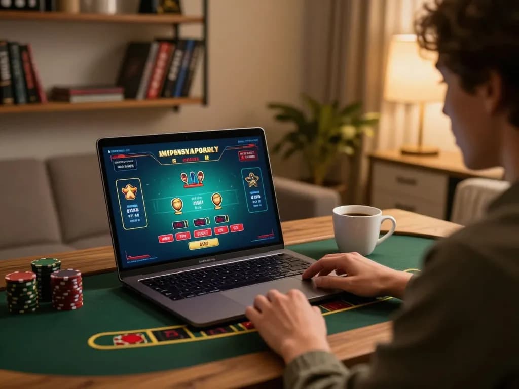 MIG8 player engaged in blackjack from home, showcasing interactive online gambling experience.